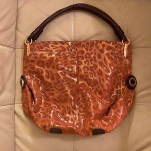 Leopard orange gold bag